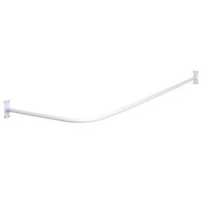 L Shaped Shower Curtain Rod In White, What Size Shower Curtain For L Shaped Rod