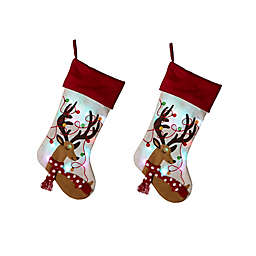Glitzhome® 2-Pack LED Linen Christmas Stockings