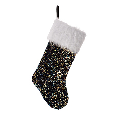 Glitzhome&reg; Sequin Christmas Stocking in Navy. View a larger version of this product image.