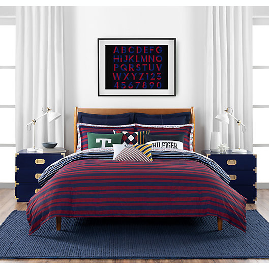 Alternate image 1 for Tommy Hilfiger® Heritage Stripe 3-Piece Reversible Comforter Set in Red