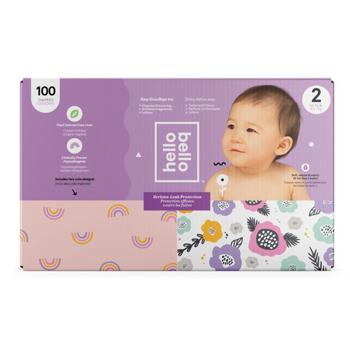 Hello Bello 100 Count Size 2 Rainbows And Spring Blooms Disposable Diapers In Pink Purple Bed Bath And Beyond Canada