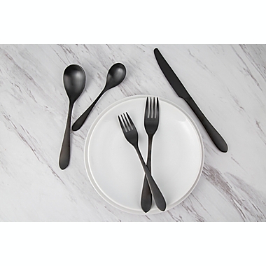 Cambridge&reg; Meridian Satin 20-Piece Flatware Set in Black. View a larger version of this product image.