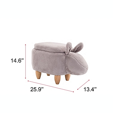 Furnite Style Faux Fur Bunny Storage Ottoman in Grey. View a larger version of this product image.