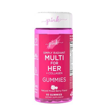 Pink&reg; 60-Count Simply Radiant Multi for Her Gummies in Natural Mixed Berry Flavor. View a larger version of this product image.
