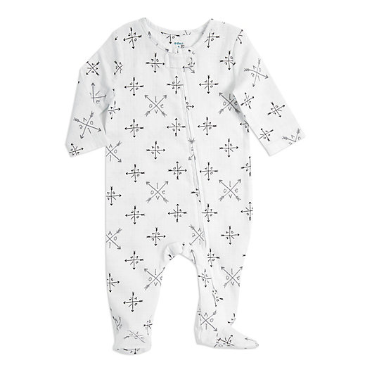 Alternate image 1 for aden + anais® Size 6-9M Love Long Sleeve Footie in Black