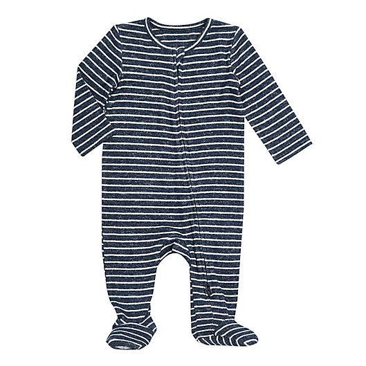 Alternate image 1 for aden + anais® Snuggle Knit Footie in Navy Stripe