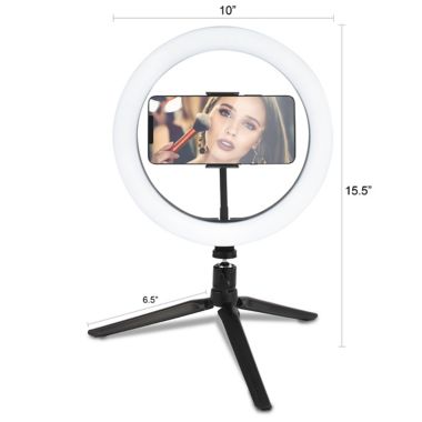 10-Inch Diameter LED Selfie Ring Light in Matte Black. View a larger version of this product image.