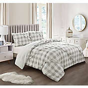 Checkered Ruffle 2-Piece Reversible Twin Comforter Set in Grey/White