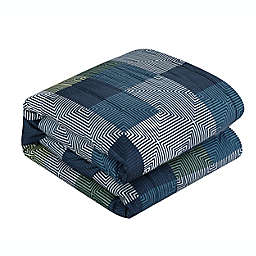 Geo Blocks 7-Piece Reversible Full Comforter Set in Blue
