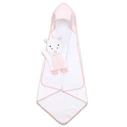 The Peanutshell™ 2-Piece Unicorn Hooded Towel and Wash Mitt Set in Pink