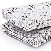 The Peanutshell&trade; 2-Pack Animals/Tribal Stripe Changing Pad Covers in Black/White