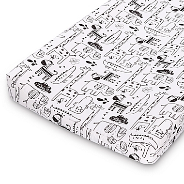 The Peanutshell&trade; 2-Pack Animals/Tribal Stripe Changing Pad Covers in Black/White. View a larger version of this product image.