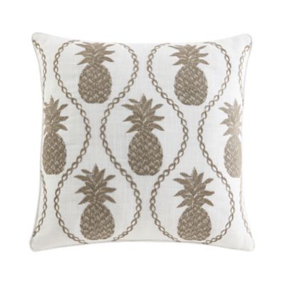 Pineapple Resort Embroidered Square Pillow