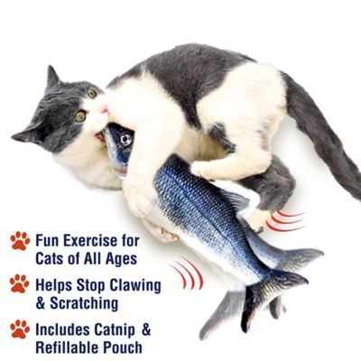 flippity fish rechargeable cat toy in grey