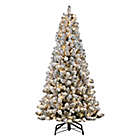 Alternate image 0 for Puleo International 6.5-Foot Pre-Lit Flocked Artificial Pine Christmas Tree in Green