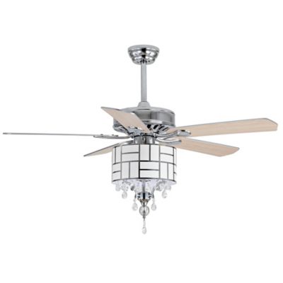 Safavieh Fint 52-Inch 3-Light Ceiling Fan in Chrome with Remote Control