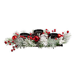Glitzhome® Holiday Faux Pine Candle Holder Centerpiece in Red