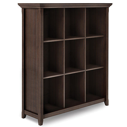 Alternate image 1 for Simpli Home Acadian Solid Wood 9 Cube Bookcase and Storage Unit in Warm Walnut Brown