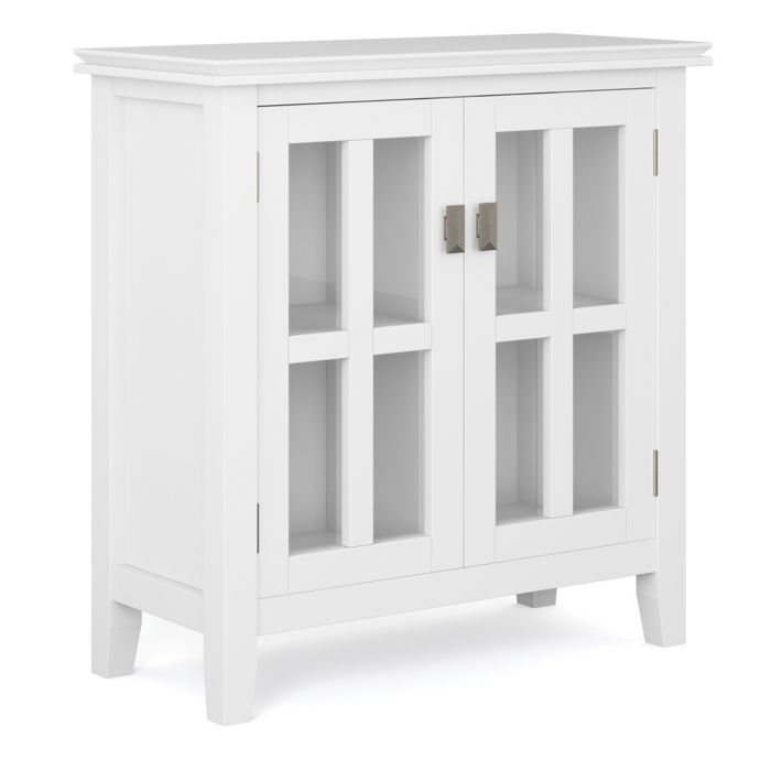 Simpli Home Artisan Solid Wood Low Storage Cabinet In White Bed Bath Beyond