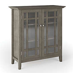Simpli Home Bedford Solid Wood Medium Storage Cabinet in Farmhouse Grey