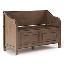 Simpli Home Connaught Solid Wood Entryway Storage Bench in Rustic Natural Aged Brown