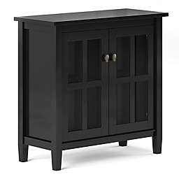 Simpli Home Warm Shaker Solid Wood Low Storage Cabinet in Black