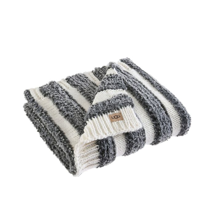 UGG® Andra Reversible Throw Blanket in Charcoal/Snow Bed Bath & Beyond