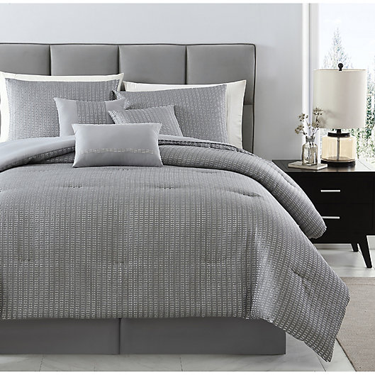 Alternate image 1 for Rayden Jacquard 7-Piece King Comforter Set in Grey