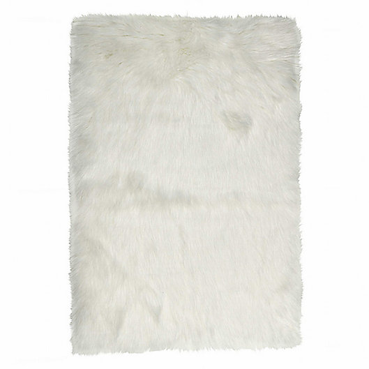 Faux Fur Rectangle Rug In Off White, Off White Faux Fur Area Rug