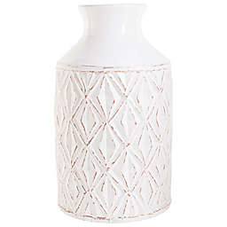 homeessentials 18-Inch Washed Ceramic Vase in White