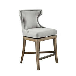 Madison Park Carson Counter Stool with Swivel Seat in Light Grey