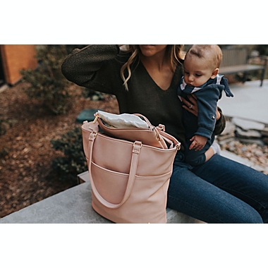 Little Unicorn Citywalk Faux Leather Diaper Tote in Blush. View a larger version of this product image.