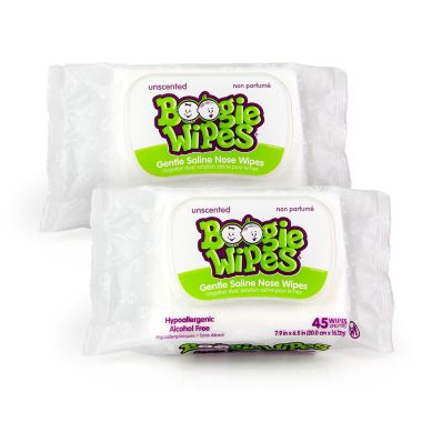 Boogie Wipes&reg; 2-Pack 45-Count Saline Wipes in Unscented. View a larger version of this product image.