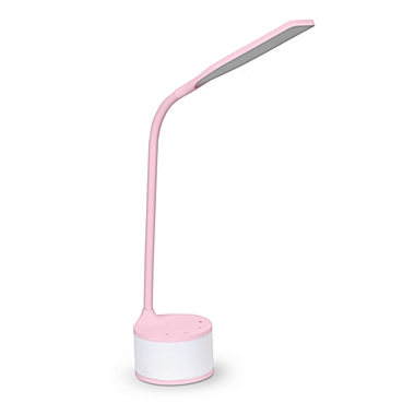 iHome RGB Color Changing LED Desk Lamp with USB Charger in Pastel Pink. View a larger version of this product image.