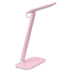 iHome RDG LED Reading Lamp in Pastel Pink with USB Charger, Flexible Head and Dimmer