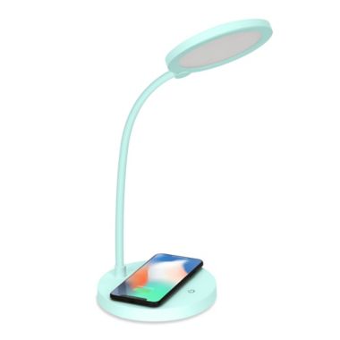 iHome&reg; Led Desk Lamp with Flex Neck &amp; 5-Watt Qi Wireless Charging in Pastel Green. View a larger version of this product image.