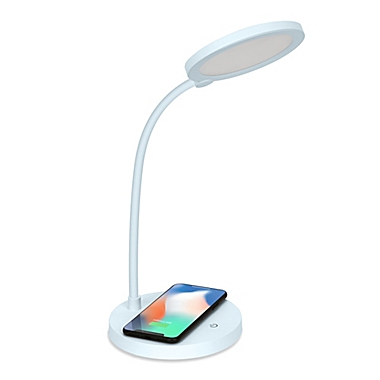 iHome&reg; Led Desk Lamp with Flex Neck &amp; 5-Watt Qi Wireless Charging in White. View a larger version of this product image.