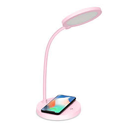 iHome® Led Desk Lamp with Flex Neck & 5-Watt Qi Wireless Charging in Pastel Pink