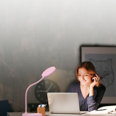 iHome&reg; Led Desk Lamp with Flex Neck &amp; 5-Watt Qi Wireless Charging in Pastel Pink. View a larger version of this product image.