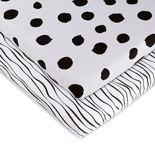 Alternate image 1 for Ely's & Co.® 2-Pack Abstract Bassinet Sheets in Black