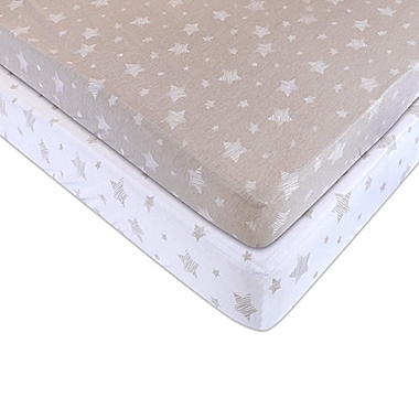 Ely&#39;s &amp; Co. 2-Pack Stars Jersey Cotton Crib Sheets in Tan. View a larger version of this product image.