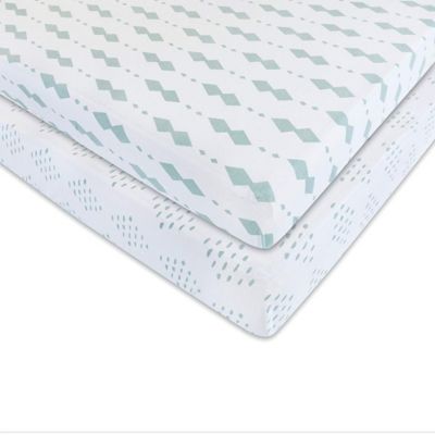 Ely&#39;s &amp; Co. 2-Pack Diamonds Jersey Cotton Crib Sheets in Sage