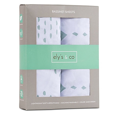 Ely&#39;s &amp; Co.&reg; 2-Pack Diamonds Bassinet Sheets in Sage. View a larger version of this product image.