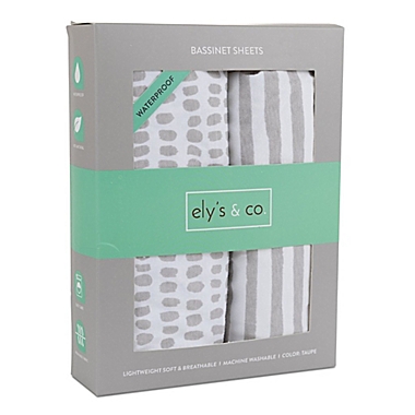 Ely&#39;s &amp; Co.&reg; 2-Pack Waterproof Bassinet Sheets in Taupe. View a larger version of this product image.