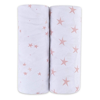 Ely&#39;s &amp; Co. 2-Pack Stars Jersey Cotton Crib Sheets in Mauve. View a larger version of this product image.