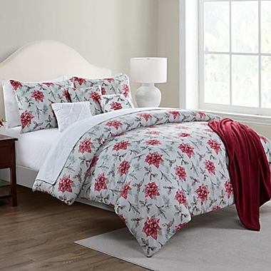 Antique Poinsettia 7-Piece Reversible Full/Queen Comforter Set in Green/Red. View a larger version of this product image.