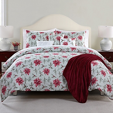 Antique Poinsettia 7-Piece Reversible King Comforter Set in Green/Red. View a larger version of this product image.