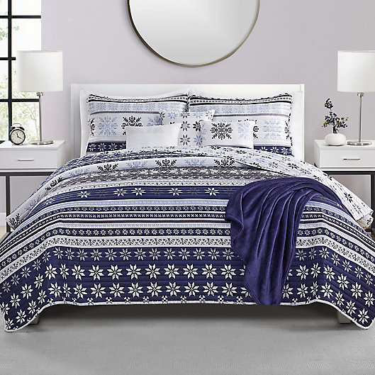 Alternate image 1 for VCNY Home Fair Isle 7-Piece Reversible Quilt Set