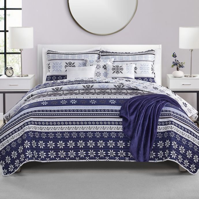 VCNY Home Fair Isle 7Piece Reversible Quilt Set Bed Bath and Beyond
