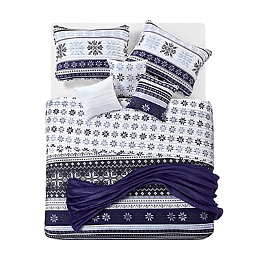 VCNY Home Fair Isle 7-Piece Reversible Full/Queen Quilt Set in Blue/White. View a larger version of this product image.